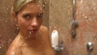 high definition shower shaved bathroom blonde dirty