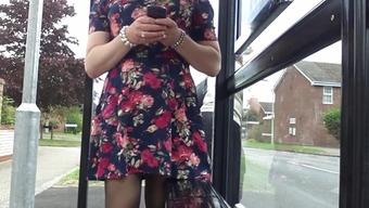 dress stockings voyeur outdoor upskirt