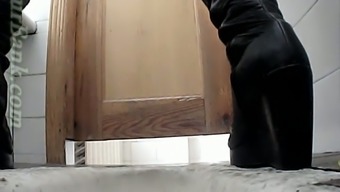 white leather lady hidden cam hidden cam mature boots voyeur pissing toilet public black