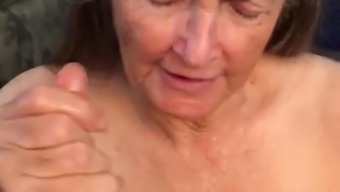 grandma high definition cum handjob swallow cum swallowing