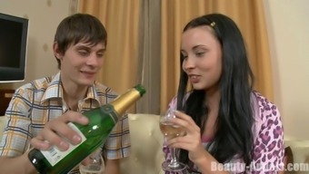 longhair brown teen (18+) russian brunette couple drunk