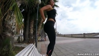 tease posing softcore legs latina foot fetish butt brown outdoor public solo brunette
