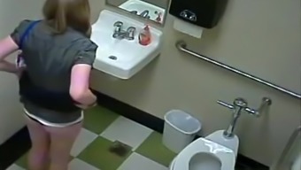 work pee caught shower pissing toilet public blonde