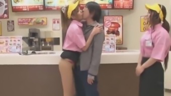 tongue kiss 3some japanese threesome asian