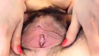 gape masturbation hairy brown stockings teen (18+) fetish solo brunette close up