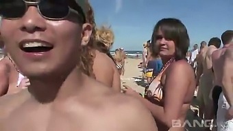slut horny flashing group orgy party public beach bikini exhibitionists