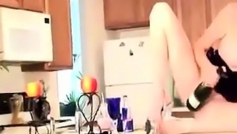 sex toy kitchen insertion masturbation huge toy web cam solo amateur